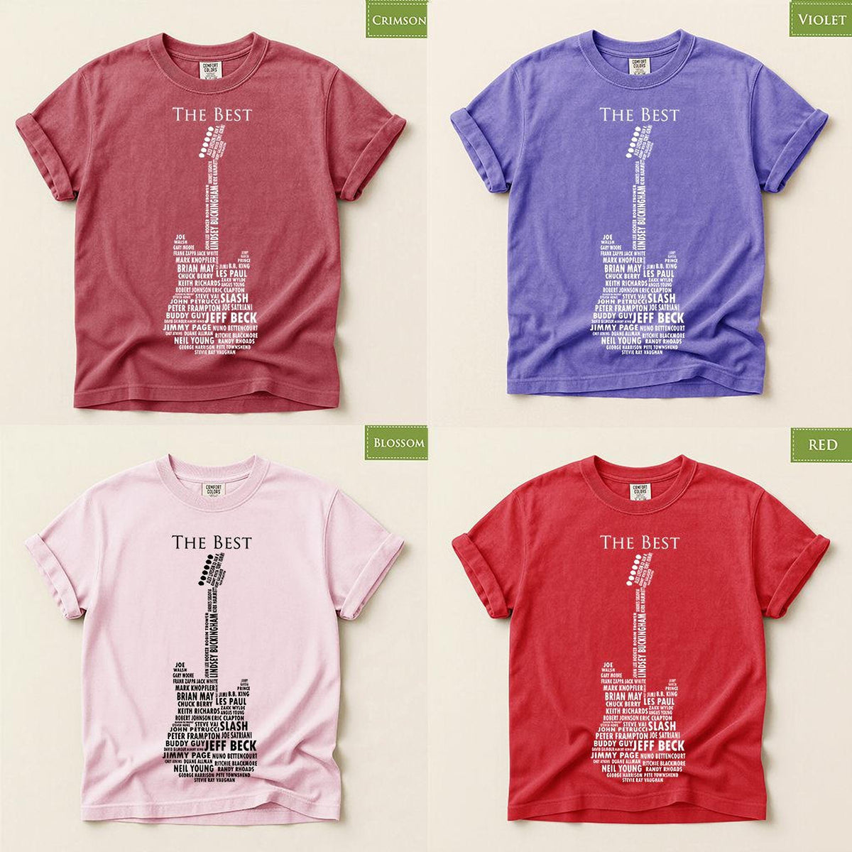Guitar Player Shirt, Comfort Colors® Rock Legends Graphic Tee, Gift for Guitarist