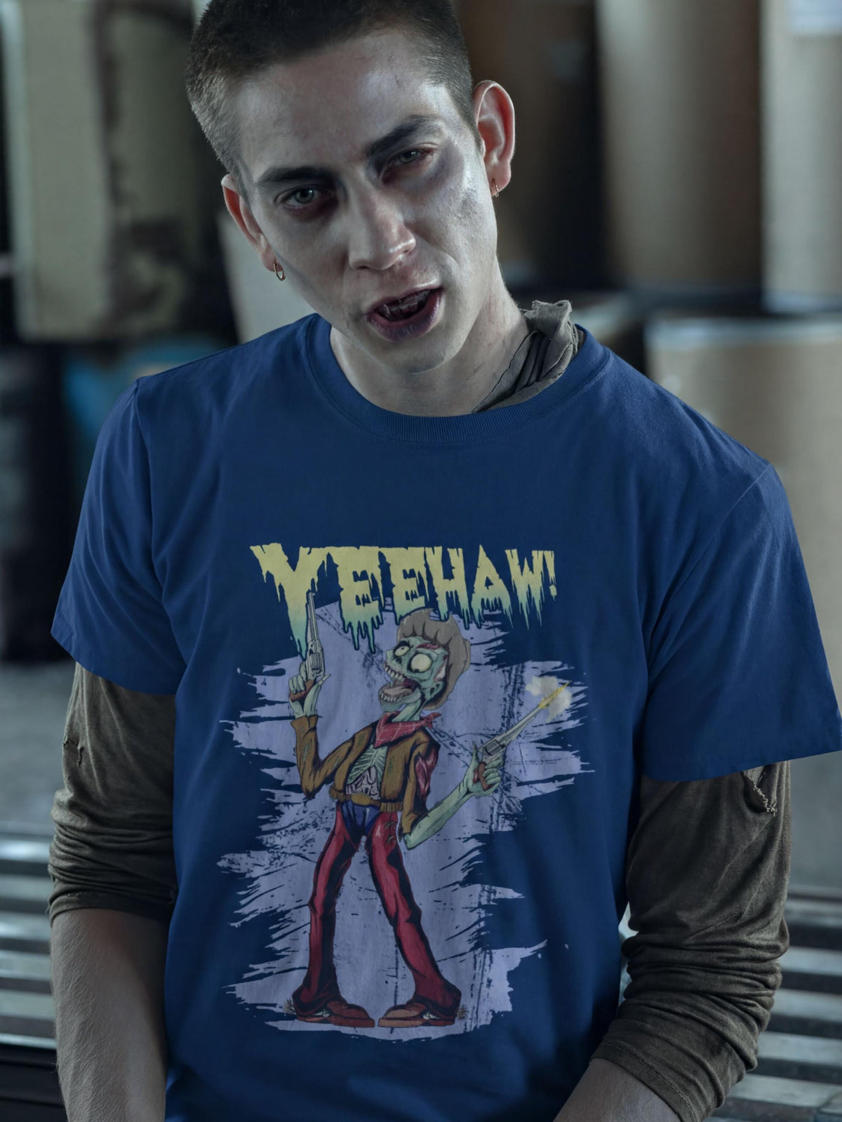 Zombie Cowboy Yeehaw Shirt, Undead Western Halloween T-Shirt, Funny Zombie Cowboy Hoodie, Distressed Western Sweatshirt, Halloween Tee Gift