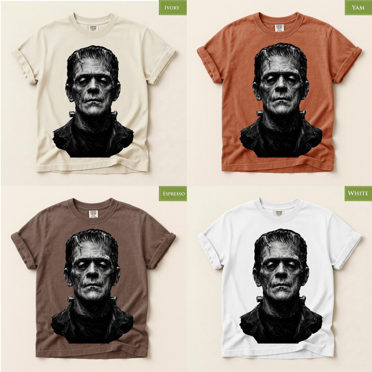 Comfort Colors® Frankenstein Monster Gothic Graphic Tee, Classic Horror Shirt, Halloween Spooky Gift