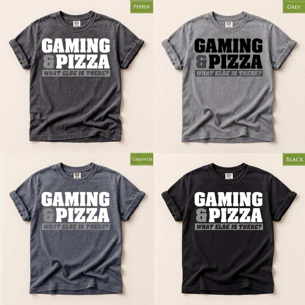 Comfort Colors® Funny Gamer T-shirt, Gaming and Pizza Tee, Gift for Gamers