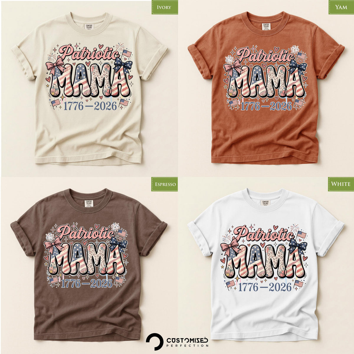 Patriotic Mama Shirt, Comfort Colors® American Flag Design, Mom July 4th Tee