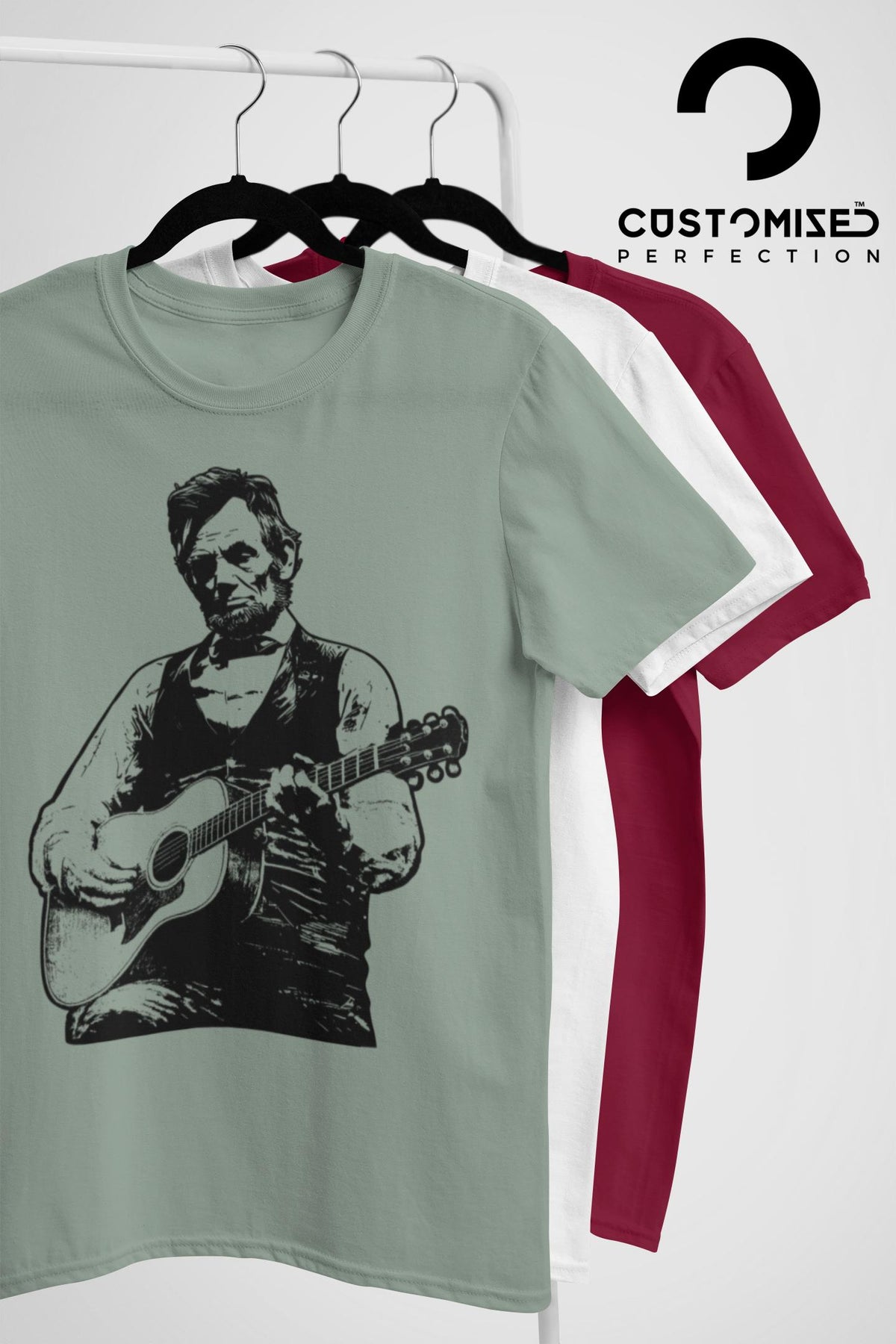Comfort Colors® Abraham Lincoln Playing ACOUSTIC Guitar Shirt, Funny Americana Tee, Musician Gift Idea, Retro Political Humor Tshirt