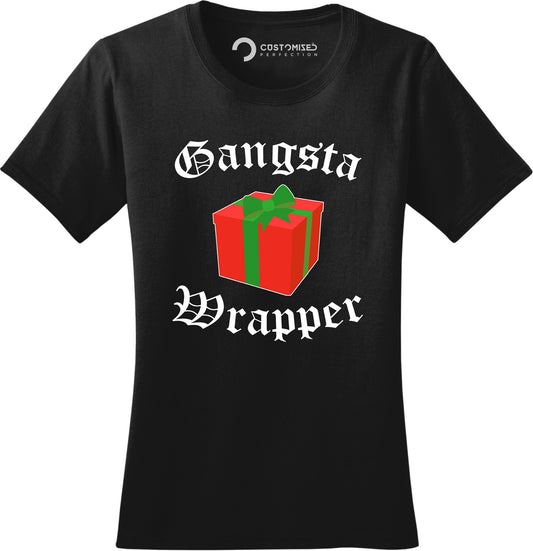 Funny Christmas Shirt for Women, Funny Gift for Her, Funny Xmas Holiday T Shirt, Christmas Party T Shirt, Gangsta Wrapper Xmas Ladies Shirt
