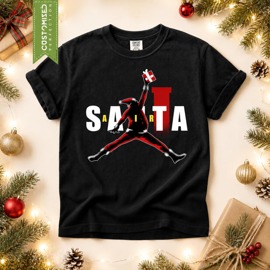 Air Santa Christmas Gift T-shirt, Black Santa, Basketball Christmas Shirt, Black Santa Shirt, Matching Christmas Shirt for Families