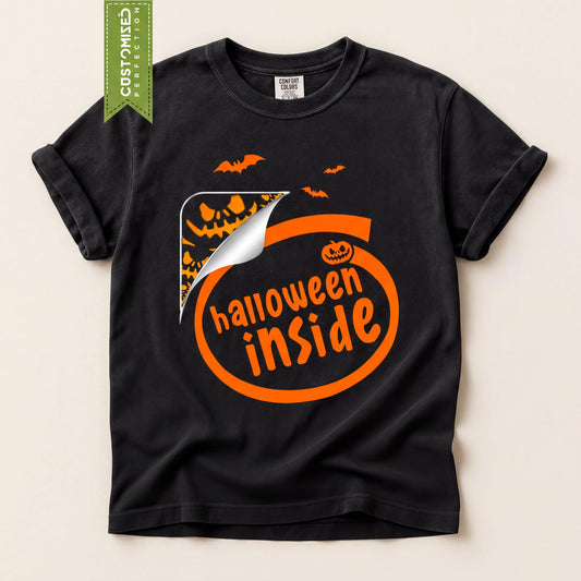 Funny Halloween Inside Shirt, Comfort Colors® Trick Or Treat Tee, Spooky Season TShirt, Fall Autumn Top