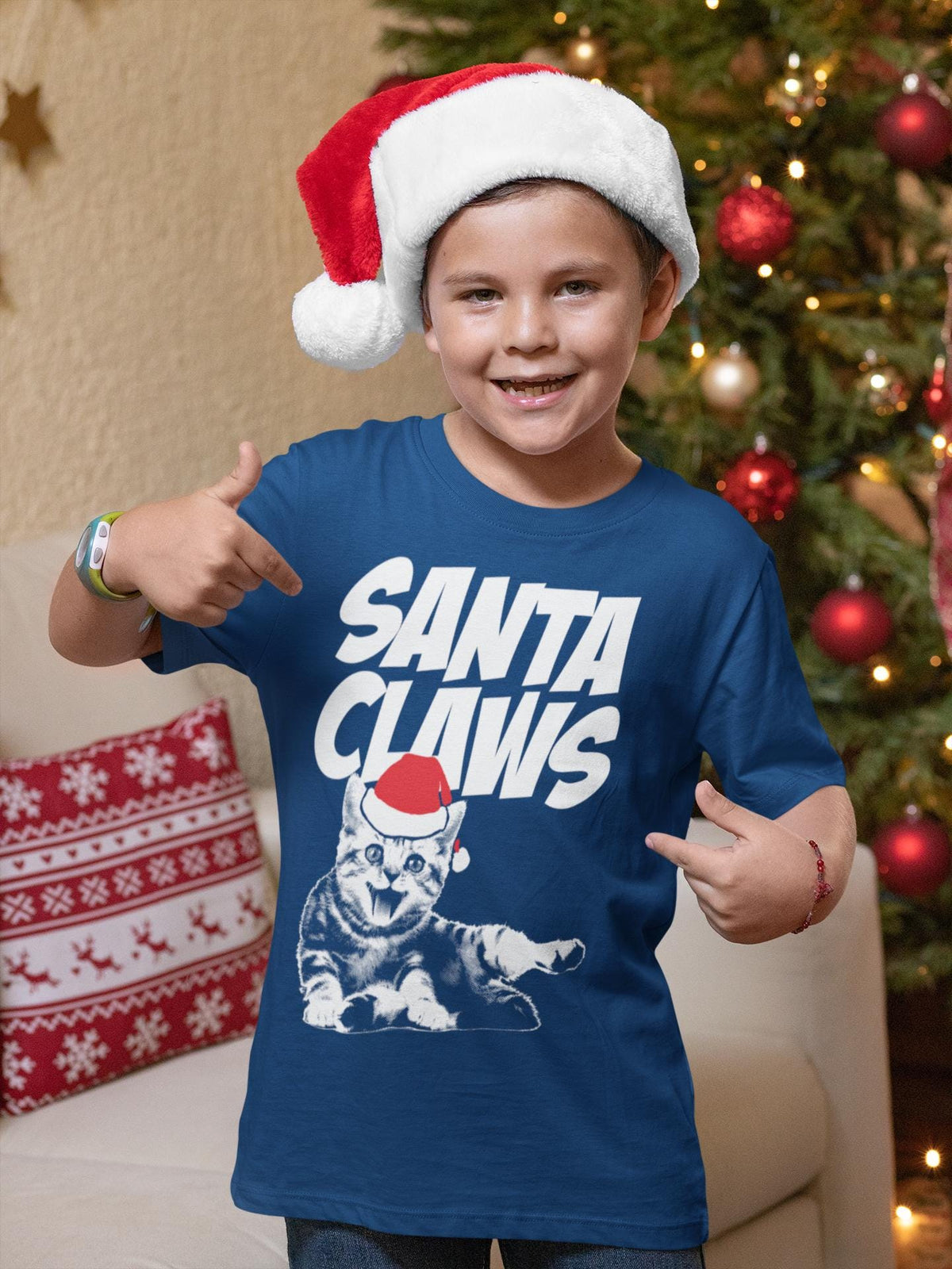 Comfort Colors® Santa Claws Shirt, Funny Cat Christmas Tee, Santa Cat Holiday Graphic, Christmas Gift