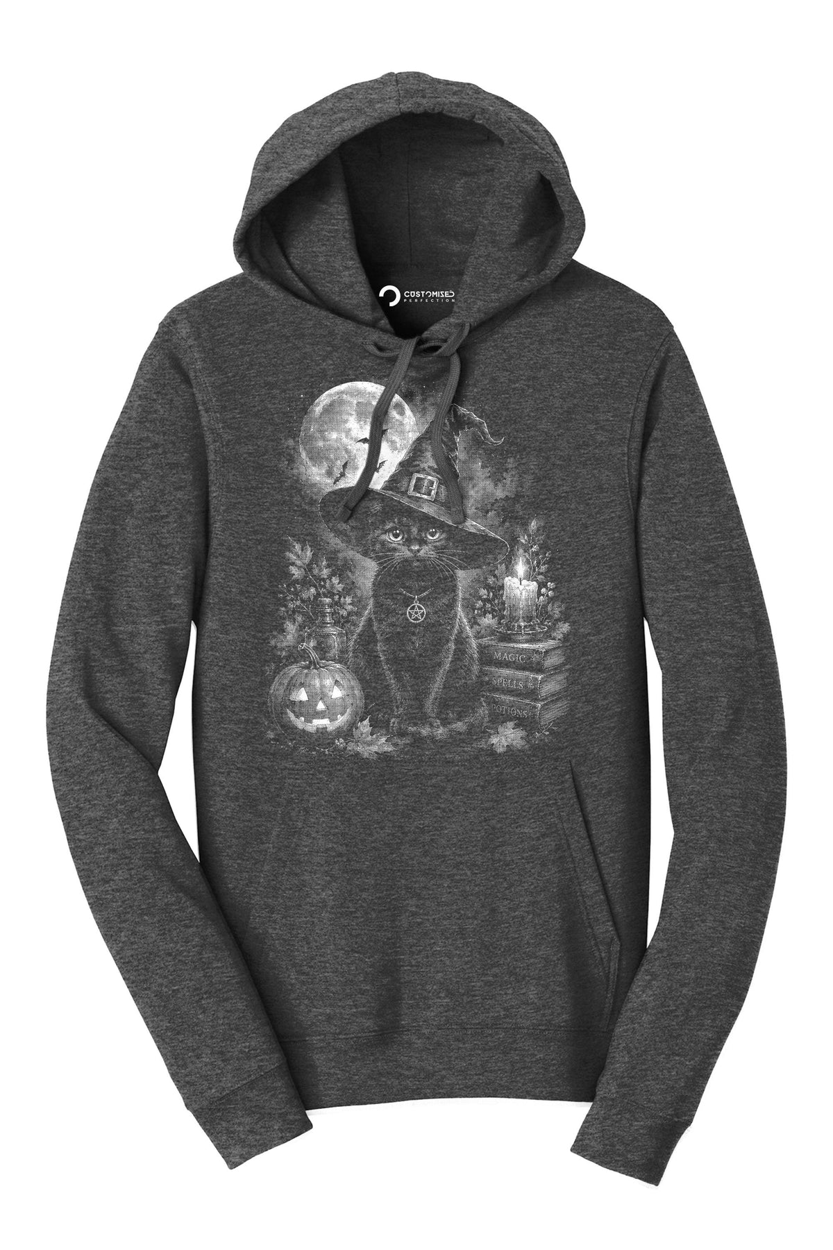 Witch Black Cat Shirt, Gothic Halloween T-Shirt, Magic Spells Potions Hoodie, Witchy Aesthetic Sweatshirt, Full Moon Cat Tee Gift