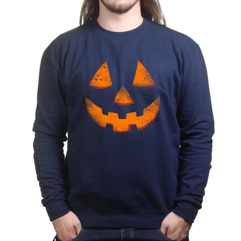 Jack O Lantern Face Shirt, Distressed Pumpkin Face T-Shirt, Simple Halloween Hoodie, Orange Pumpkin Sweatshirt, Halloween Costume Tee Gift