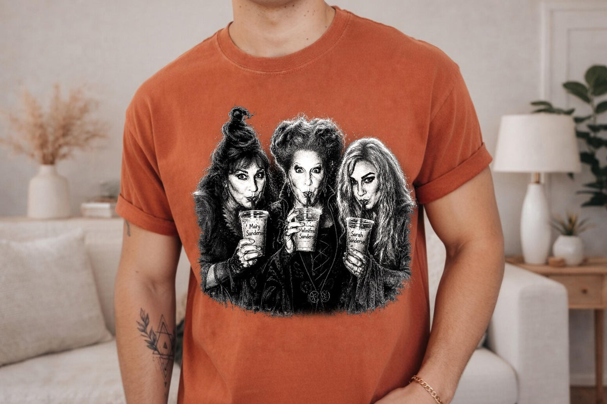 Comfort Colors® Three Witches Tee, Funny Halloween Spooky Season Apparel, Magic Cauldron Shirt, Trick Or Treat Top