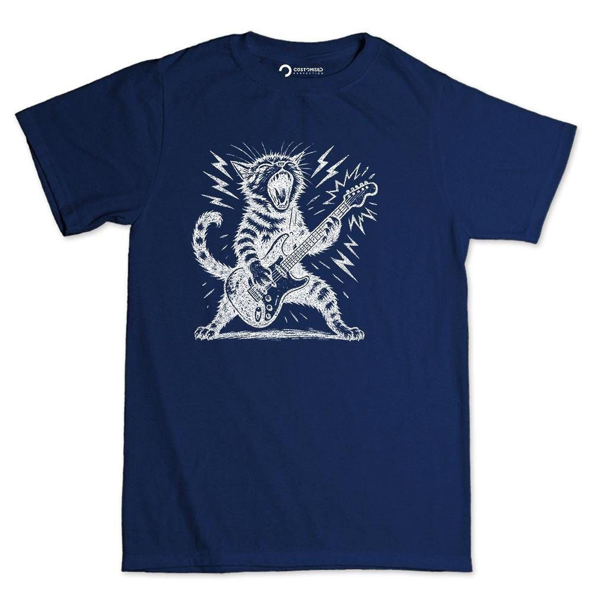 Rock and Roll Cat Guitar T-Shirt | Funny Feline Lover Tee