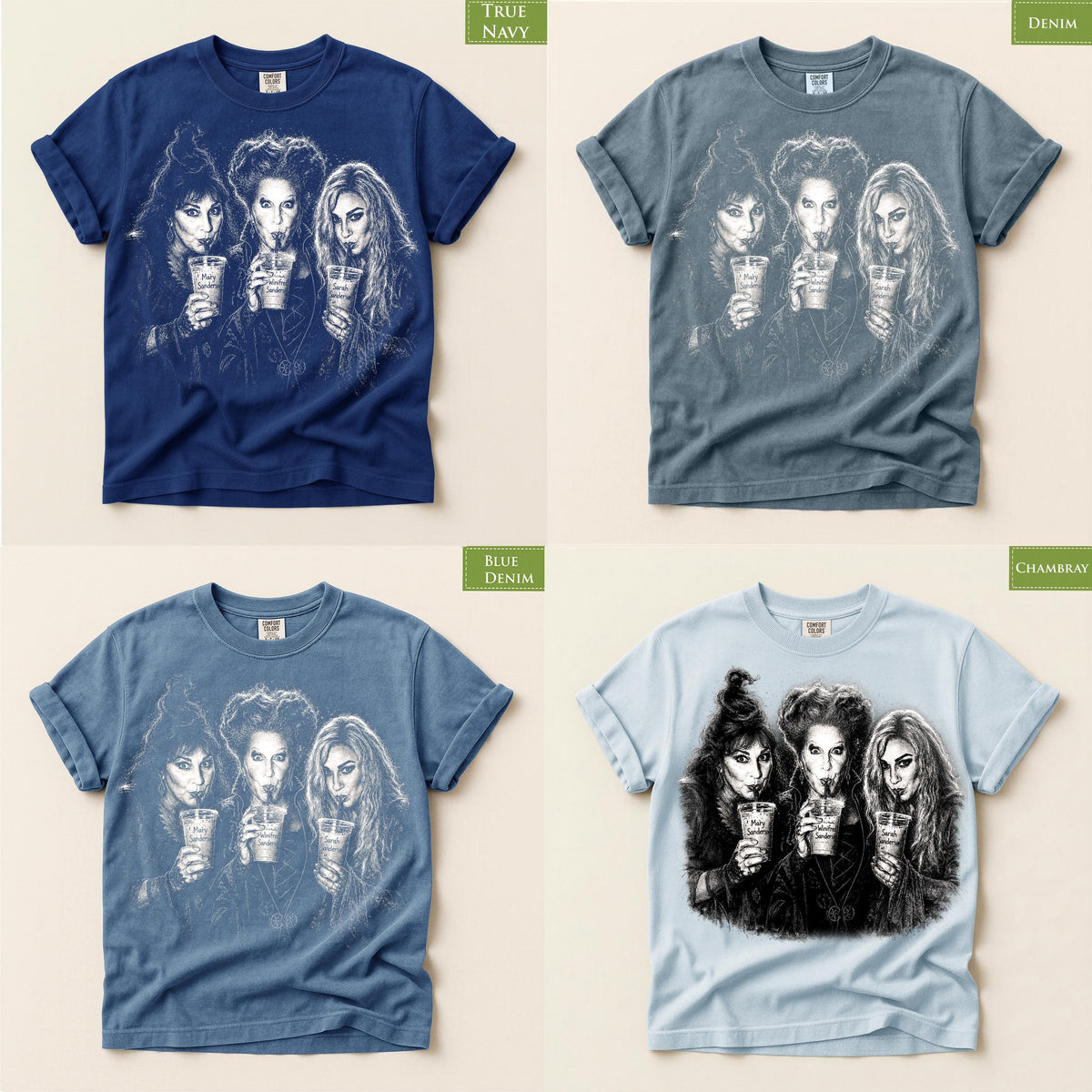 Comfort Colors® Three Witches Tee, Funny Halloween Spooky Season Apparel, Magic Cauldron Shirt, Trick Or Treat Top