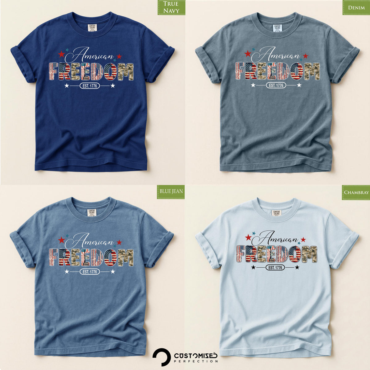 American Freedom T-Shirt, Comfort Colors® EST 1776 Patriotic USA Tee