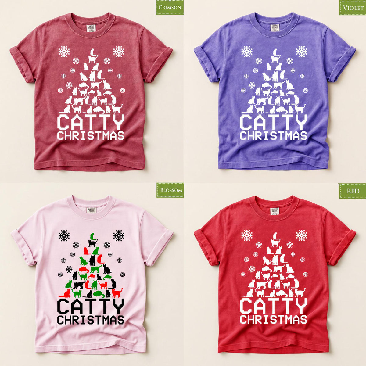 Comfort Colors® Catty Christmas Shirt, Funny Cat Holiday Tee, Cute Christmas Graphic, Cat Lover Gift