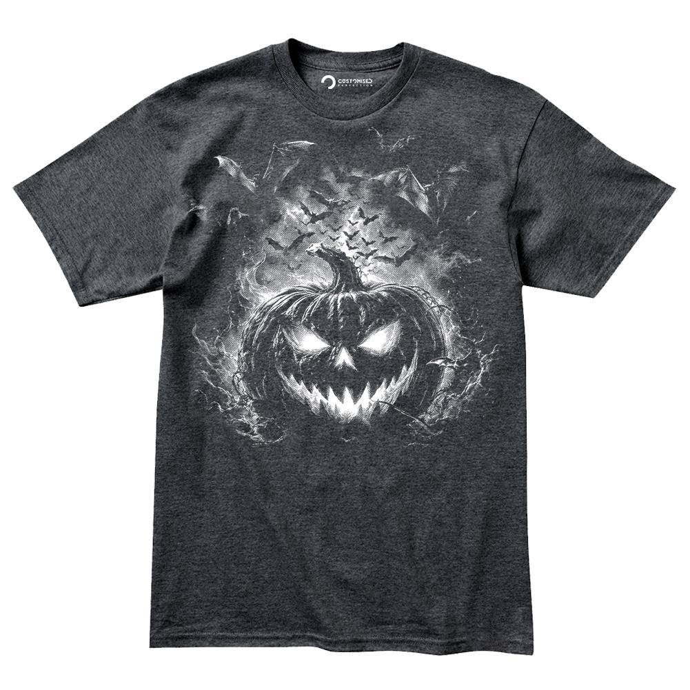 Glowing Jack O Lantern Shirt, Bat Swarm Halloween T-Shirt, Evil Pumpkin Face Hoodie, Dark Horror Halloween Sweatshirt, Spooky Tee Gift