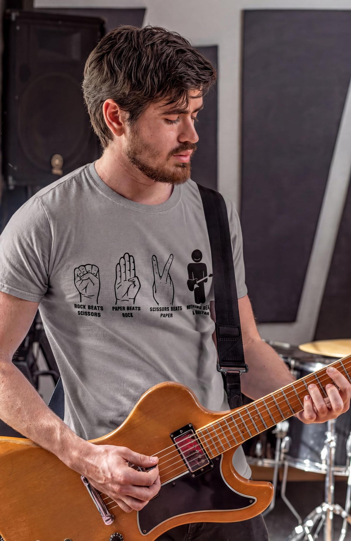 Comfort Colors® Rock Paper Scissors Guitar Shirt, Guitarist Gift Tshirt, Sting Music Lover Tee