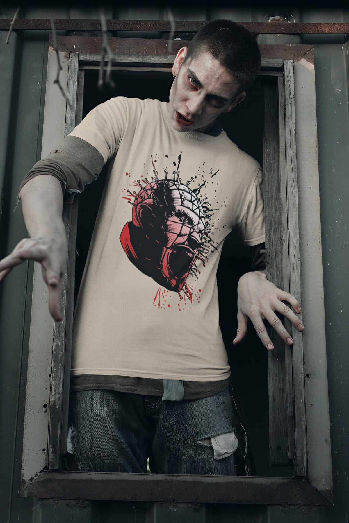 Comfort Colors® Pin Faced Horror Priest Graphic Tee, Gothic Halloween Shirt, Supernatural Apparel Gift