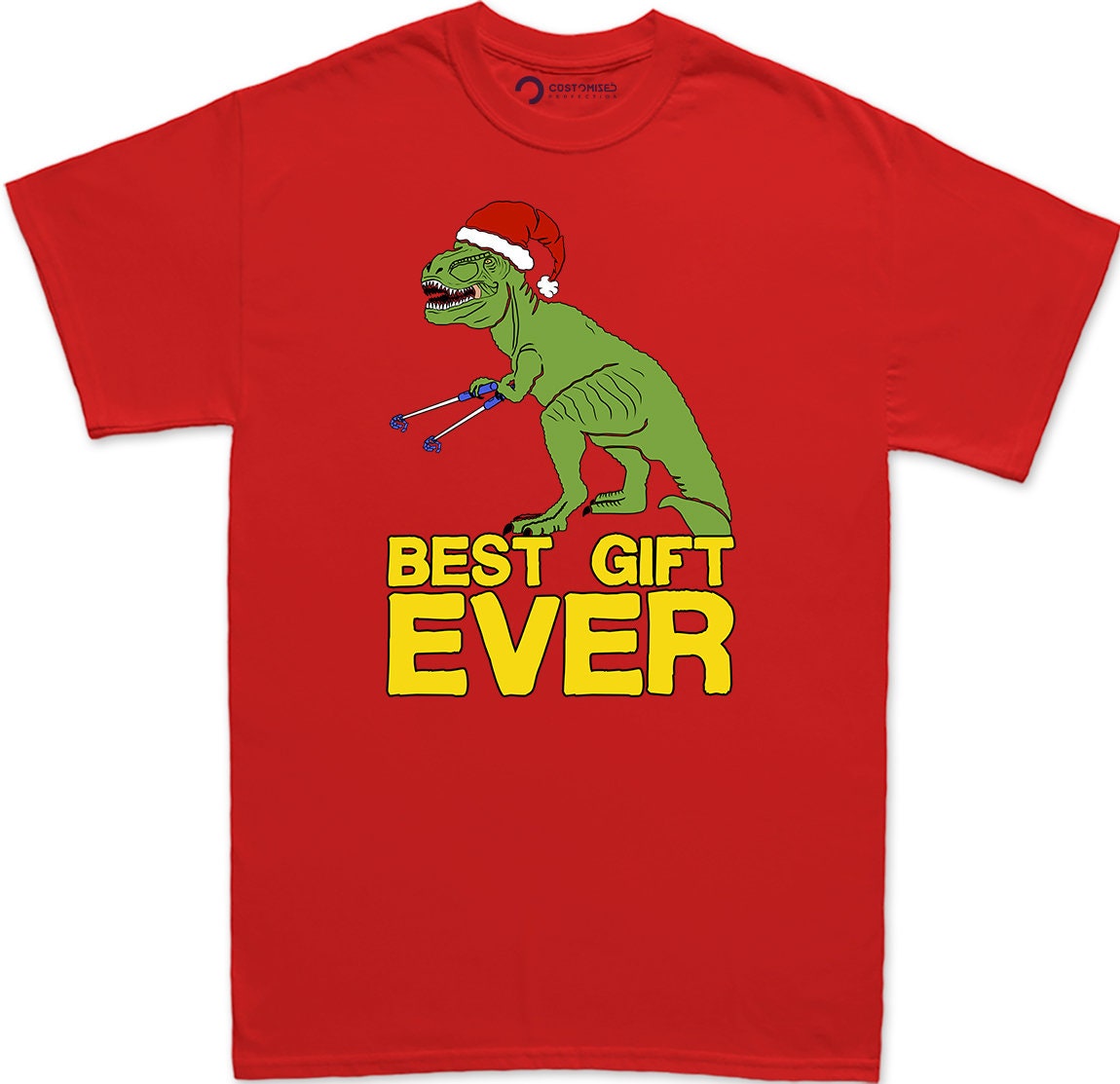 Funny Christmas Dinosaur T-Shirt, T-Rex Santa Holiday Shirt