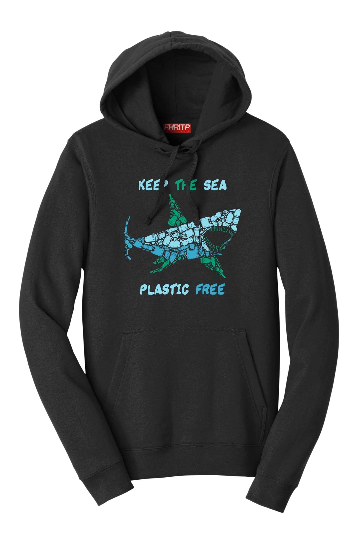Shark Plastic Mosaic Great White Hand Drawn Environment Protest Hoodie