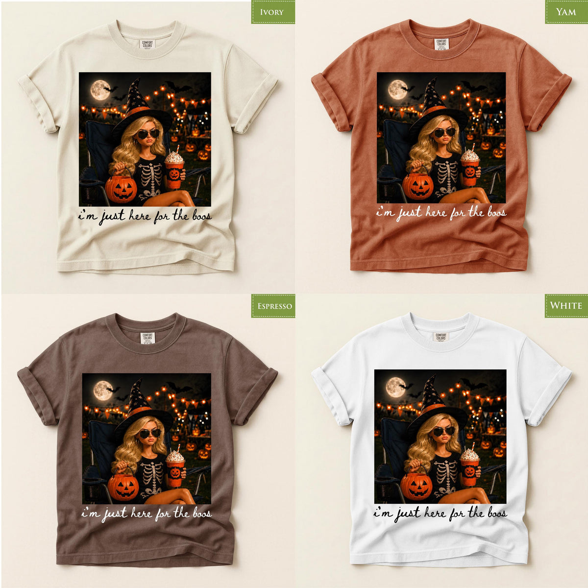 Comfort Colors® Halloween Pumpkin Spice Latte Blonde Doll Shirt, I'm Just Here for the Boos TShirt, Spooky Season Tee