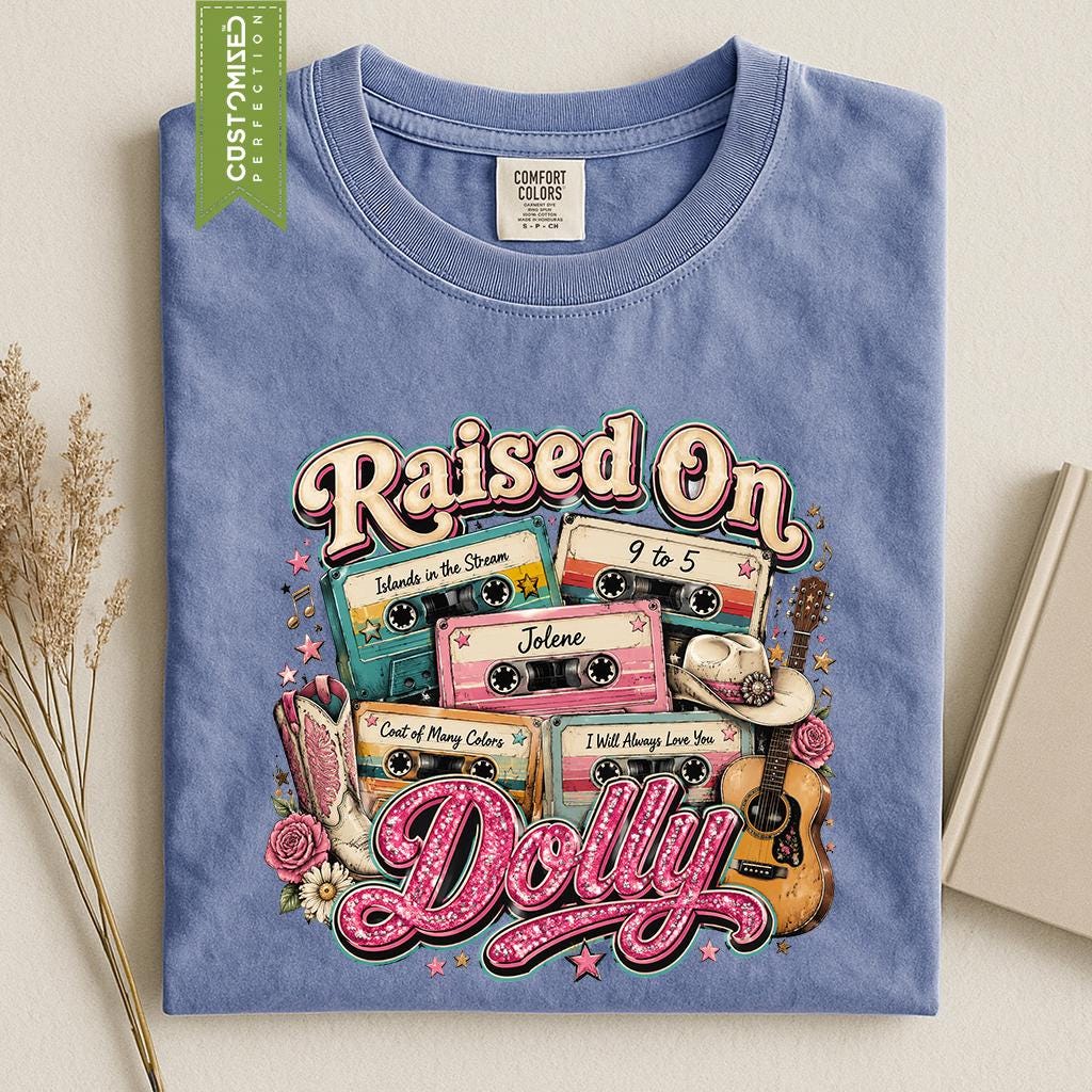 Comfort Colors® Raised On Dolly Parton Country Shirt, Retro Cassette Tape TShirt, Jolene 9 To 5 Country Music Tee, Dolly Parton  Gift Idea