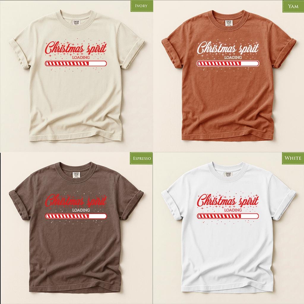 Comfort Colors® Christmas Spirit Loading Shirt, Funny Holiday Tee, Christmas Loading Graphic, Festive Winter Gift