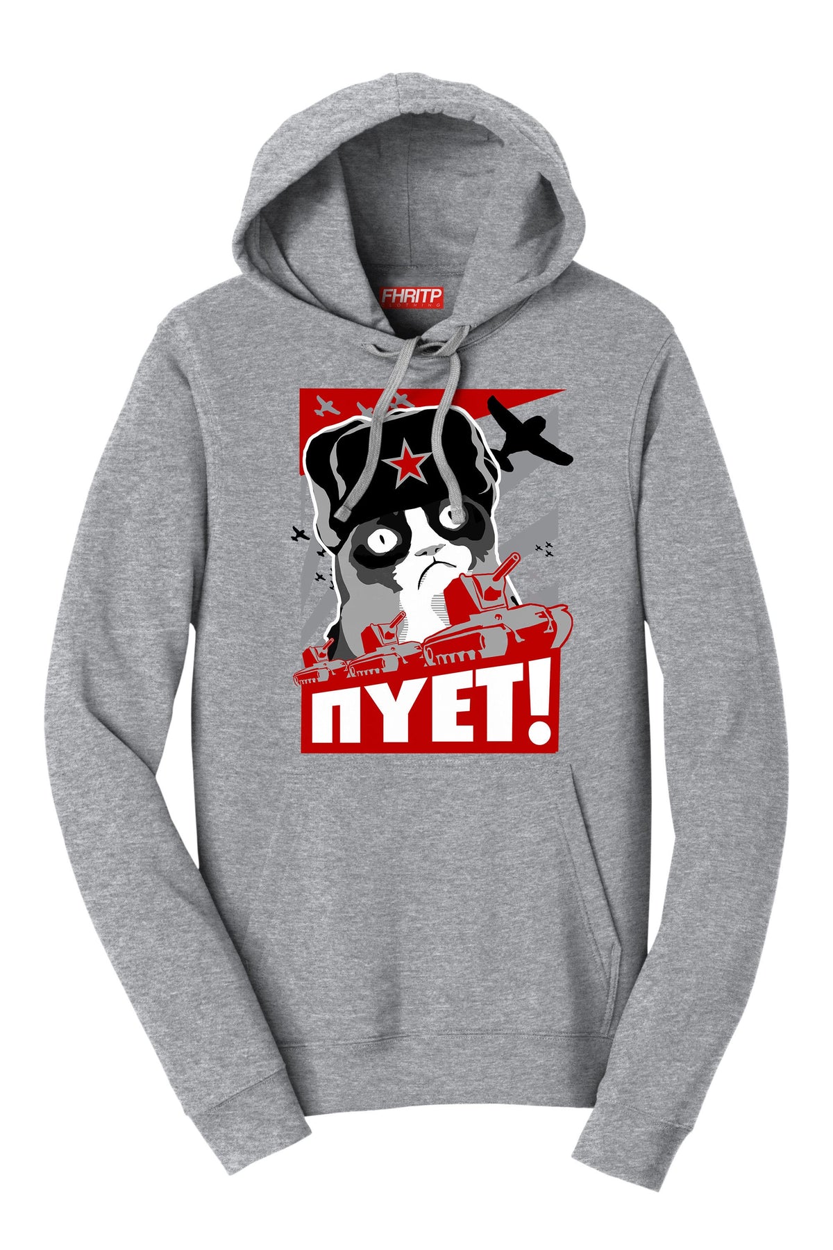Funny Russian Cat Hoodie, NYET NOPE Sweatshirt, Soviet Cat Meme Pullover, Sarcastic Gift for Feline Lovers