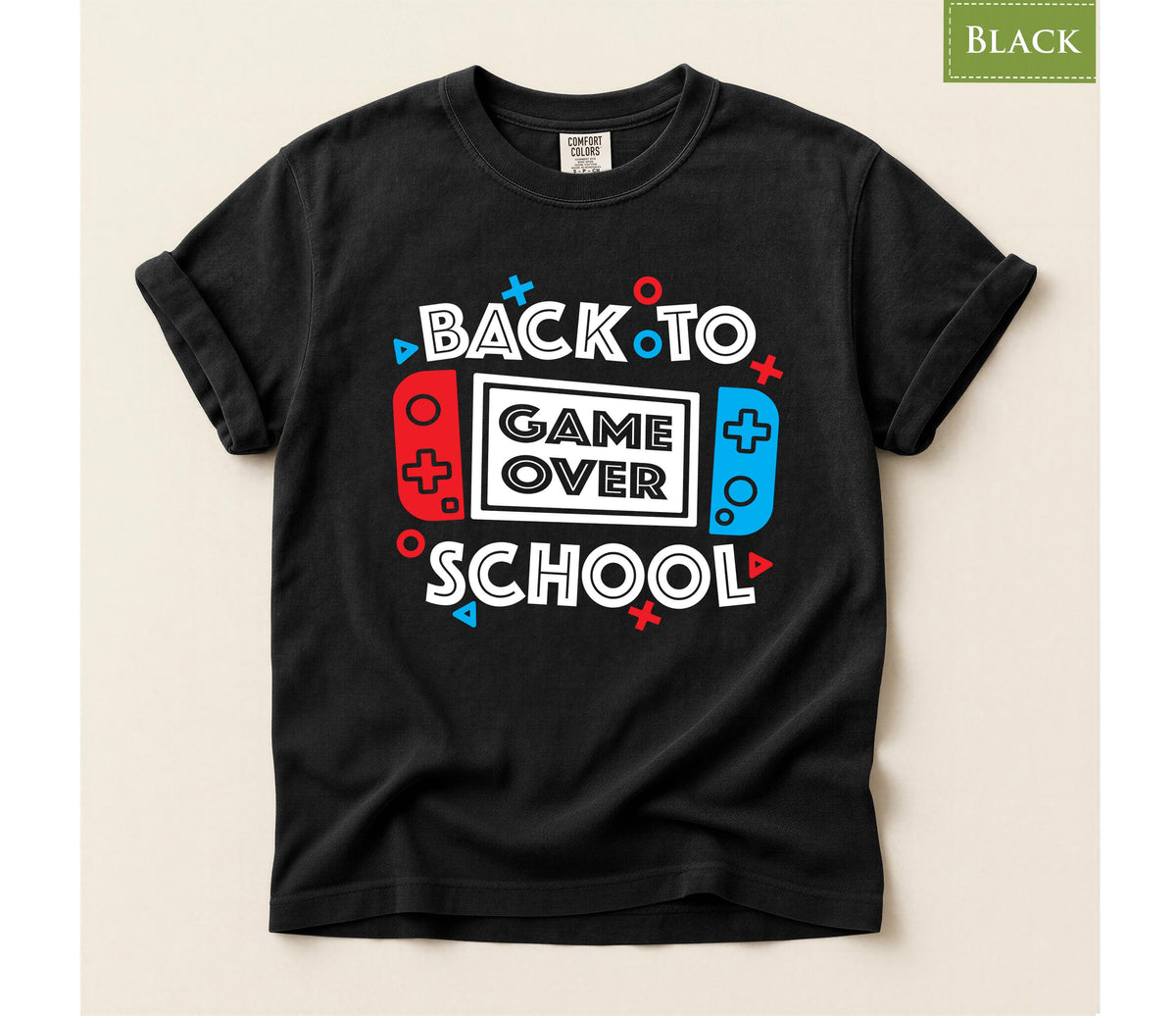 Comfort Colors® Game Over Gamer Shirt, Back to School Graphic Tee, First Day Student Teacher Gift