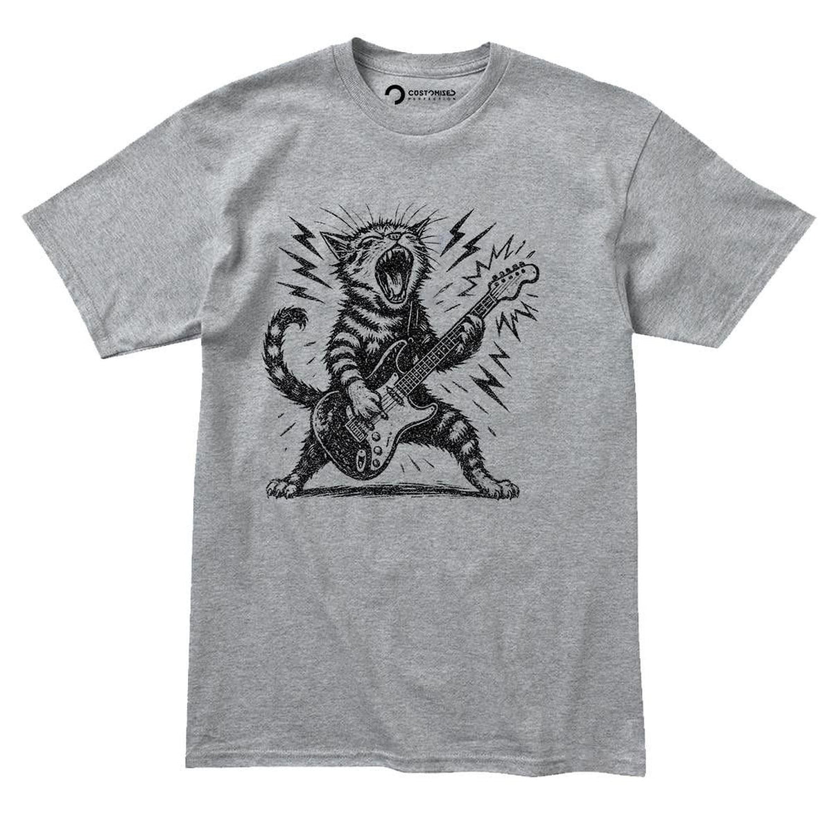 Rock and Roll Cat Guitar T-Shirt | Funny Feline Lover Tee