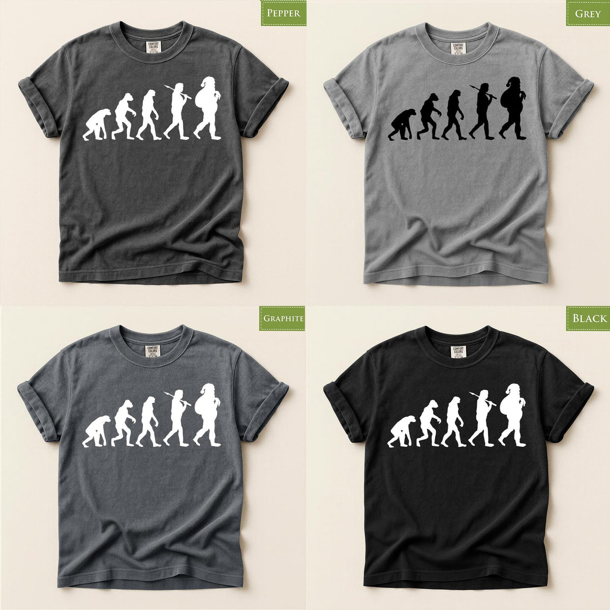 Comfort Colors® Santa Evolution Christmas Shirt, Funny Holiday Tee, Retro Santa Graphic, Festive Christmas Gift