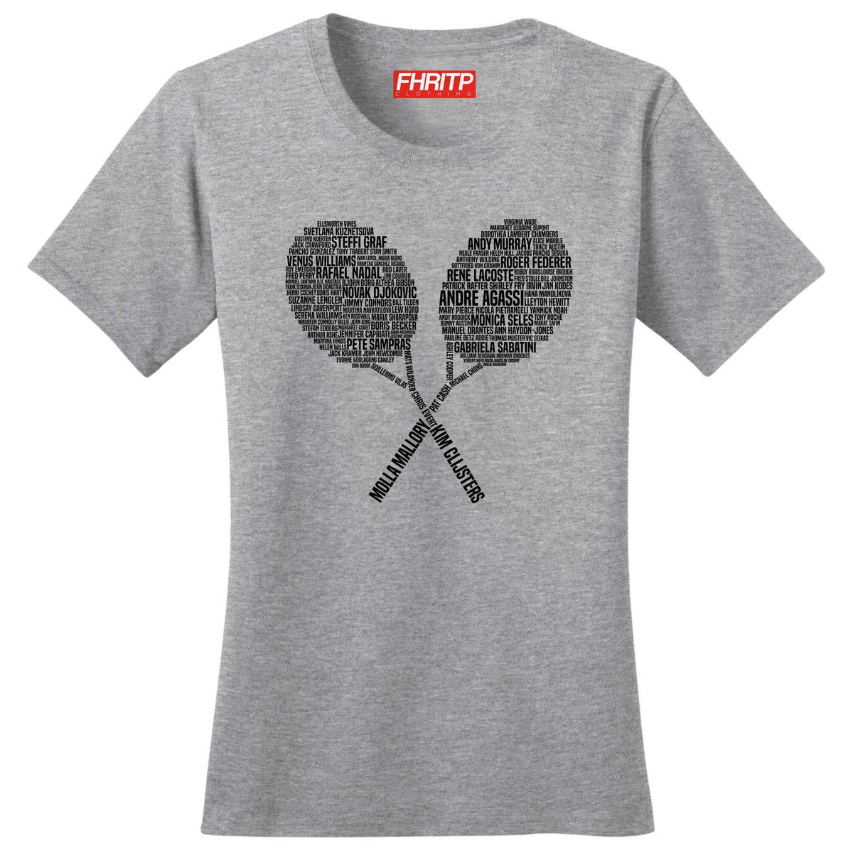 Ladies Tennis Legends Champions Player Tribute T shirt Tee Top T-shirt