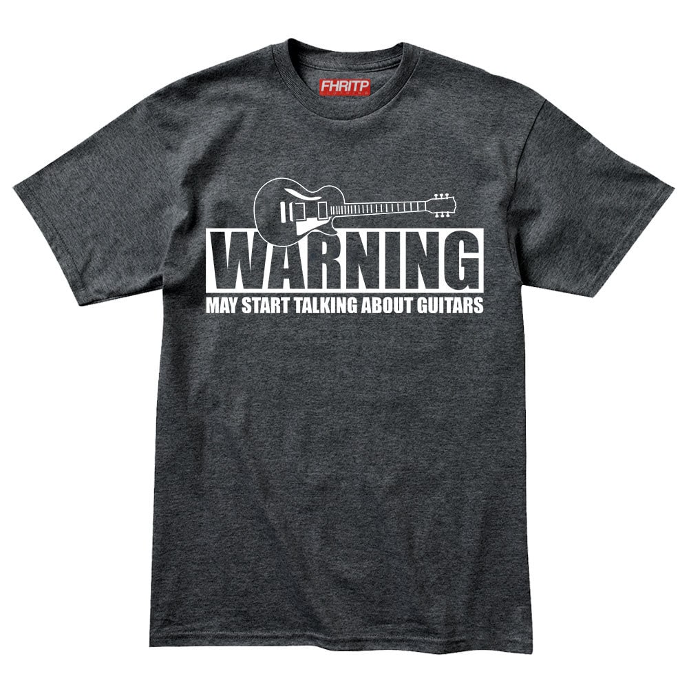 Mens Warning May Start Talking Guitars Funny Guitarist T shirt Tee Top T-shirt