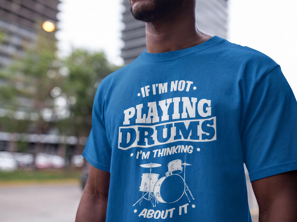 Comfort Colors® Funny Drummer Shirt, Thinking About Drums Tee, Percussion Gift