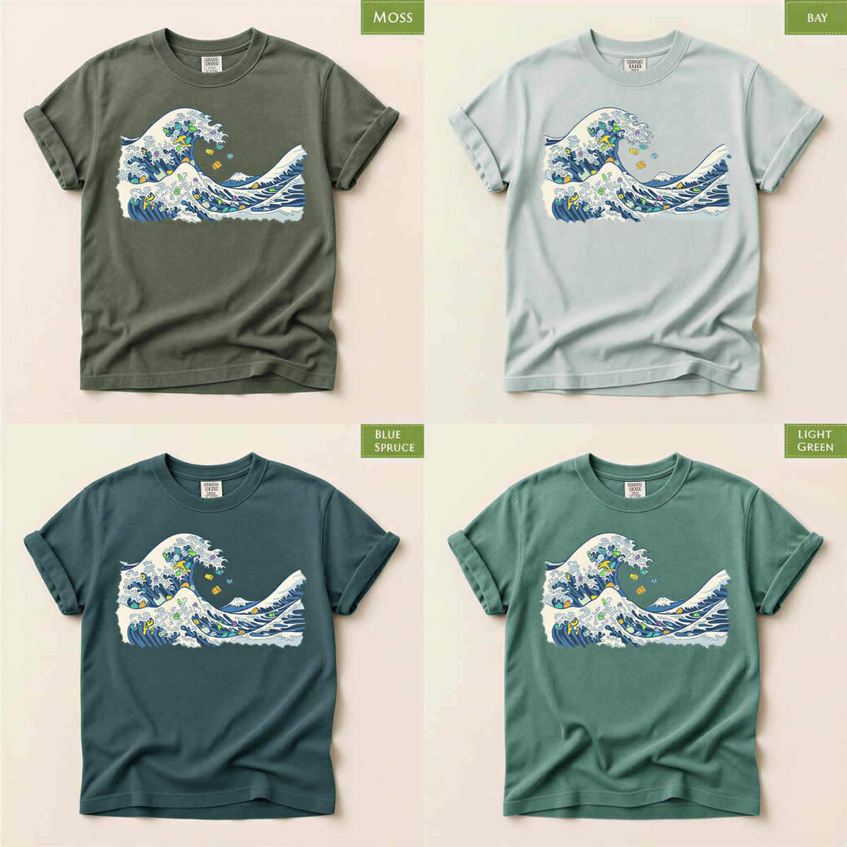 Hand Drawn Marine Life Shirt, The Great Wave Of Plastic Tee, Environmental Protest