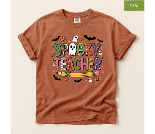 Comfort Colors® Spooky Teacher Shirt, Cute Halloween Teacher Tee, Ghost Pumpkin Fall Educator, Back to School top