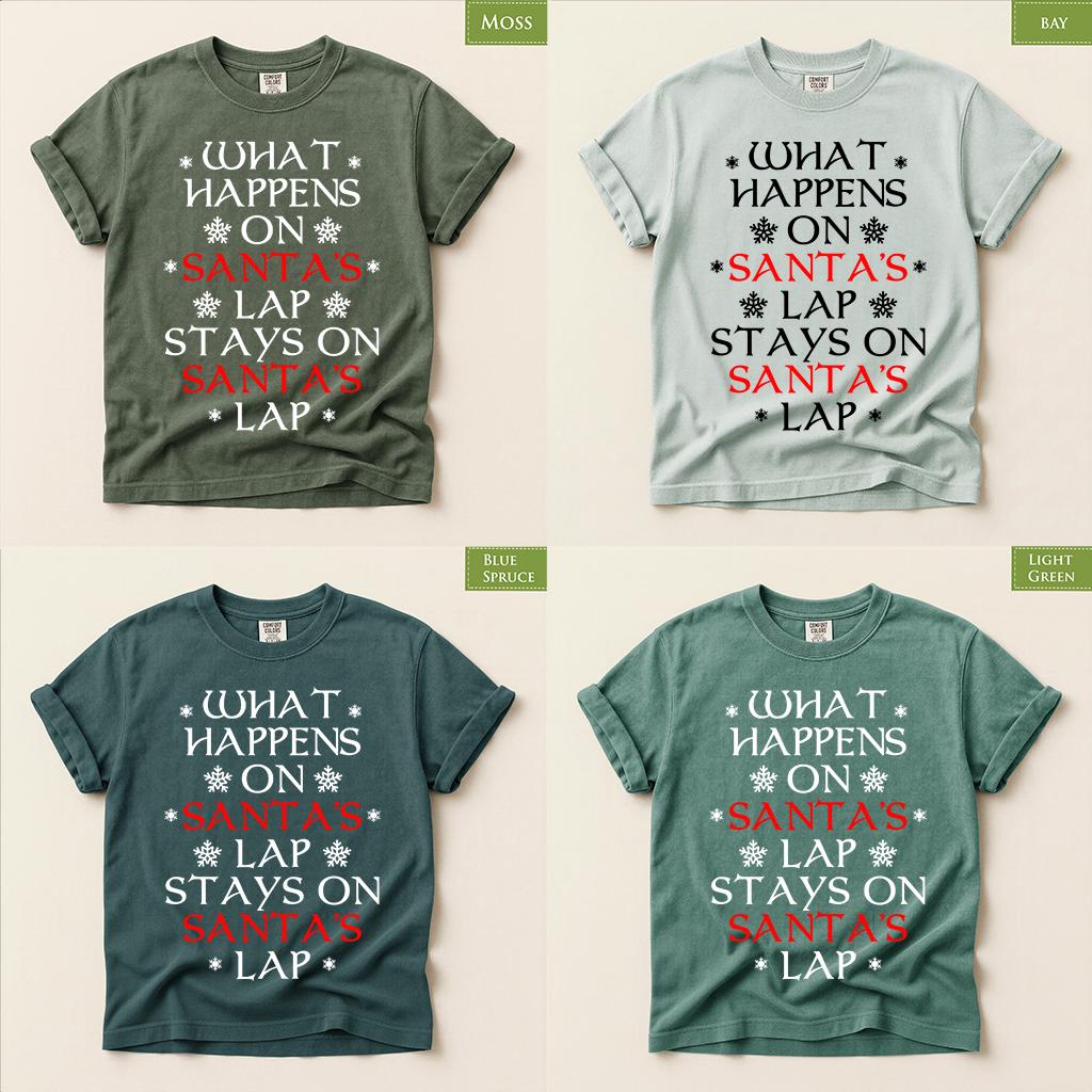 Comfort Colors® What Happens on Santa's Lap Shirt, Funny Christmas Tee, Santa Holiday Gift, Festive Winter Graphic