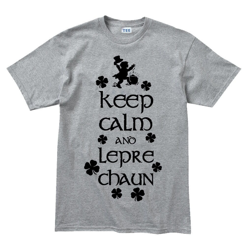 Mens Keep Calm Leprechaun St Patrick Paddys Day Irish Ireland T shirt Tee Top T-shirt