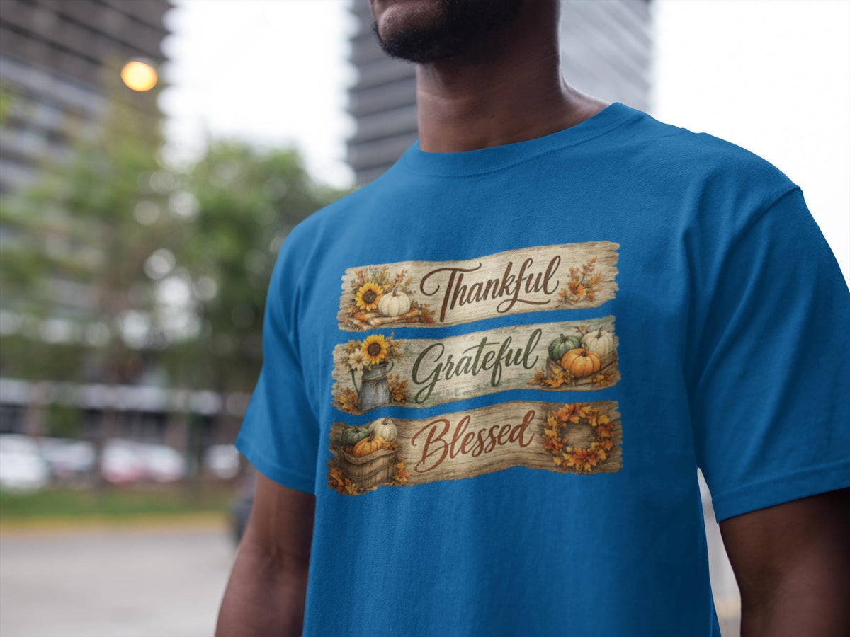 Comfort Colors® Grateful Blessed Shirt, Thanksgiving Fall Tee, Rustic Pumpkin Harvest Graphic