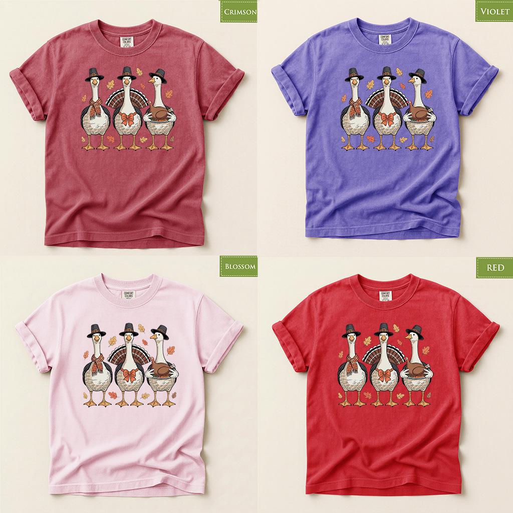 Comfort Colors® Thanksgiving Shirt, Funny Turkey Goose Tee, Pilgrim Bird Fall Graphic, Holiday Top