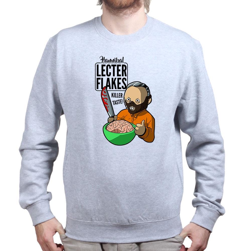 Masked Inmate Cereal Parody Shirt, Funny Psycho Thriller T-Shirt, Killer Breakfast Hoodie, Horror Comedy Cereal Sweatshirt