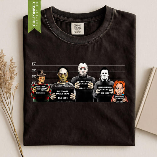 Comfort Colors® The Usual Horror Suspects Halloween T-shirt, Funny Slasher Movie Tee, Fall Autumn Tshirt