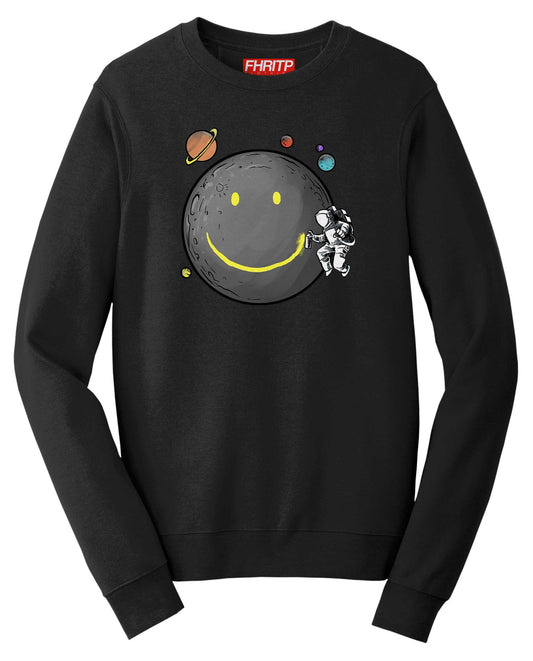 Smiley Moon Astronaut Funkalicious Graffiti Spoof Funny Sweatshirt