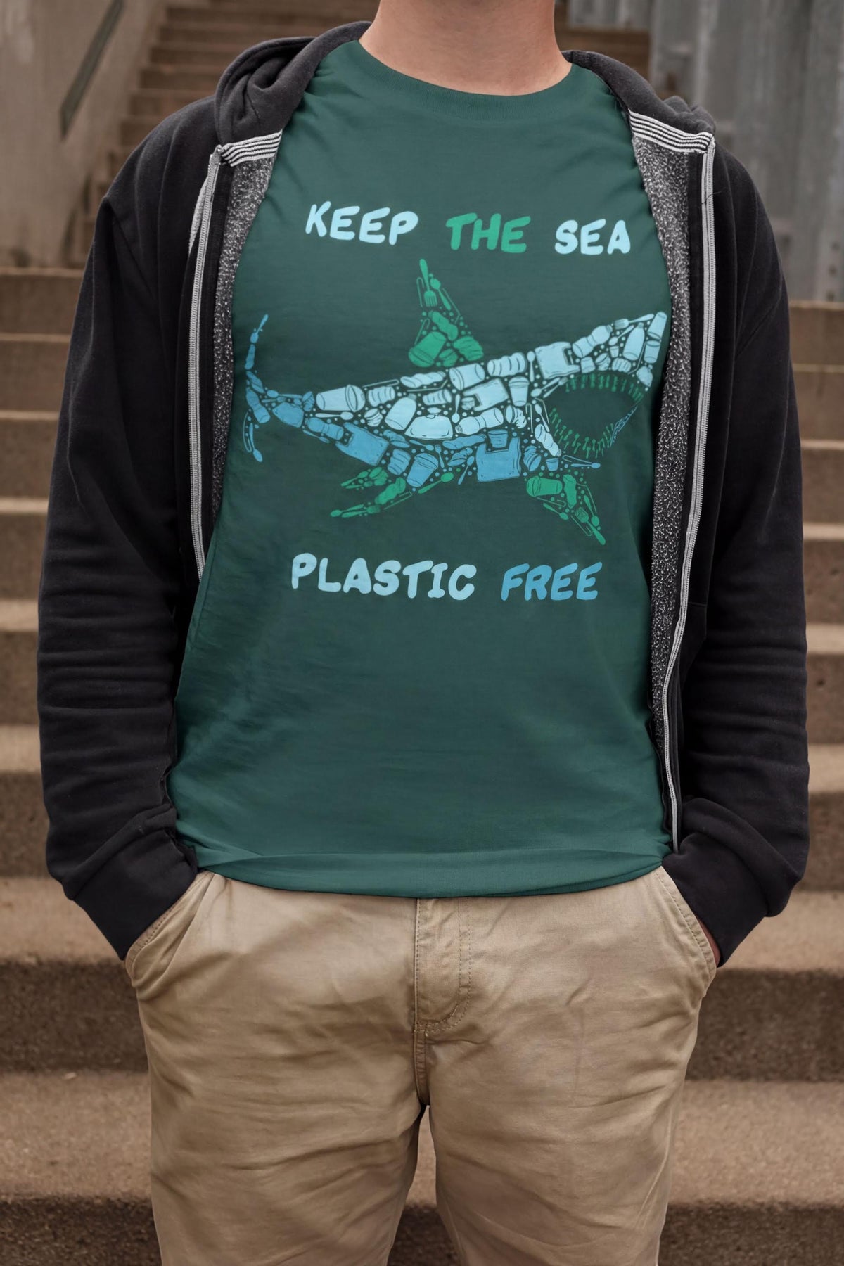 Shark Mosaic Shirt, Great White Tee, Environment Protest Top, Comfort Colors® Hand Drawn Design