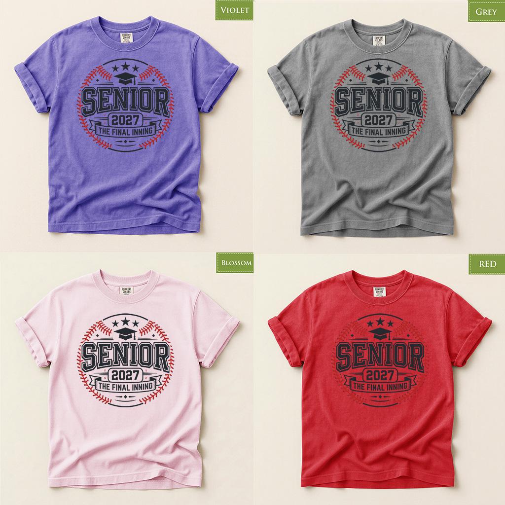 Comfort Colors® Senior 2027 Baseball Shirt, Back To School Top, The Final Inning Tee, Class of 2027 Graduation Gift