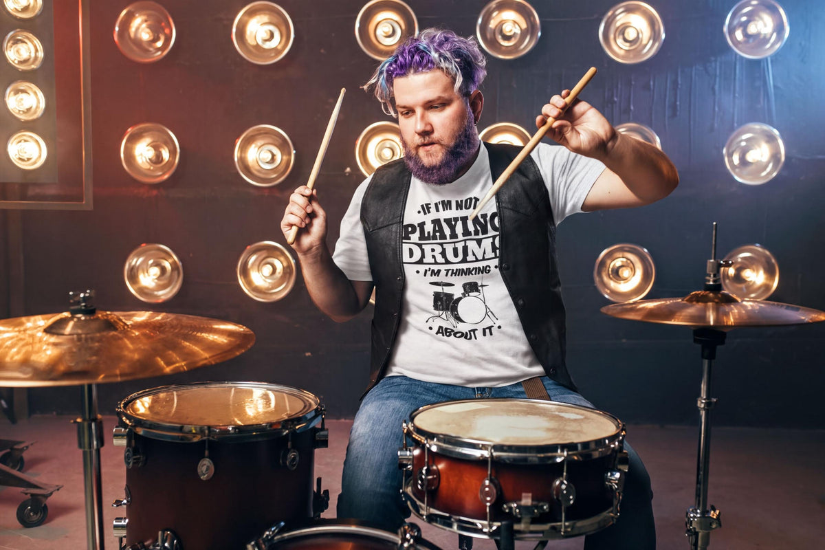 Comfort Colors® Funny Drummer Shirt, Thinking About Drums Tee, Percussion Gift