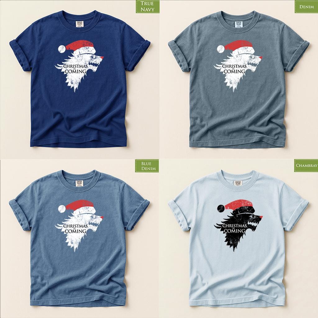 Comfort Colors® Christmas Is Coming Shirt, Santa Wolf Holiday Tee, Winter Graphic, Funny Christmas Gift