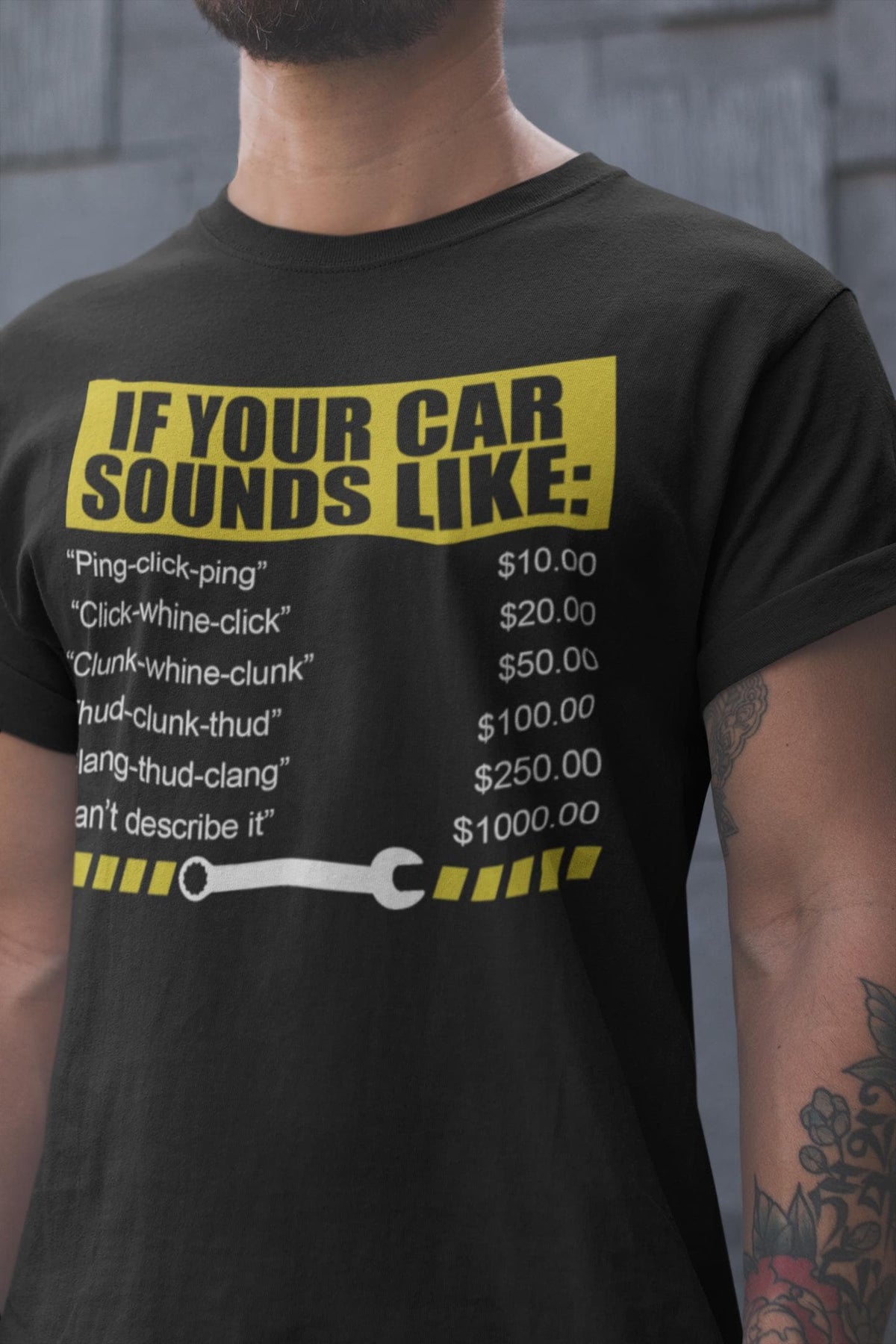 Funny Car Warning Signs Shirt - Graphic Unisex Auto Mechanic Tee