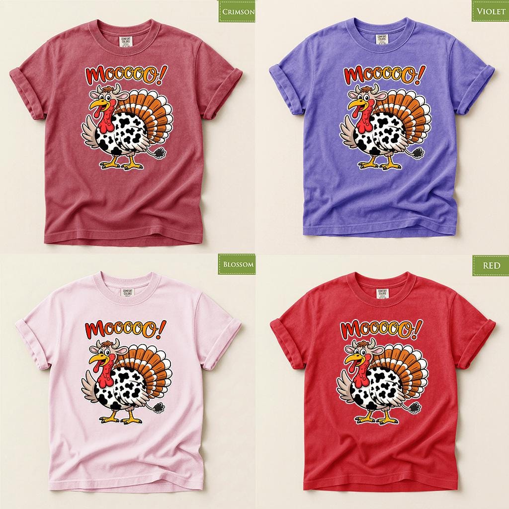 Comfort Colors® Thanksgiving Turkey Shirt, Funny Moo Turkey Tee, Fall Holiday Graphic Gift