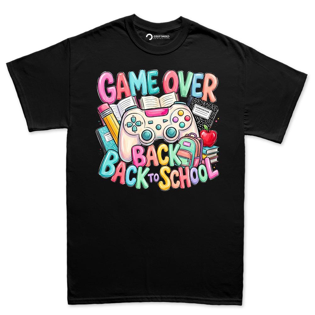Game Over Back to School Gamer Shirt, Student Teacher First Day Tee, Gaming Graphic Gift