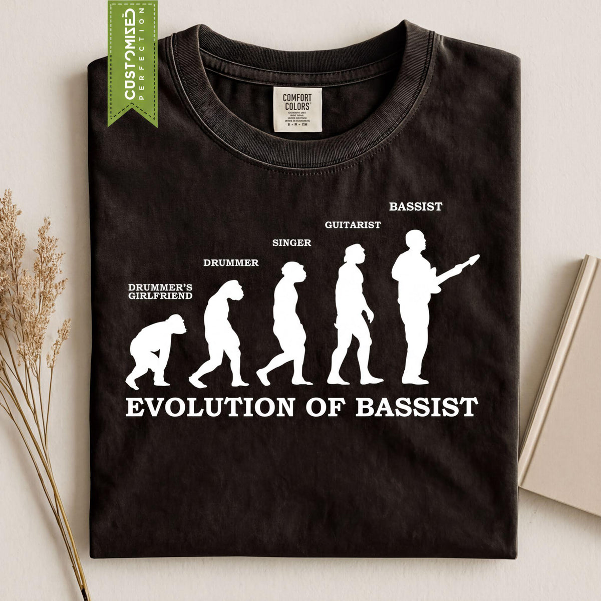 Comfort Colors® Evolution of Bassist T-Shirt, Bass Guitar Funny Musician Tee, Gift for Music Player