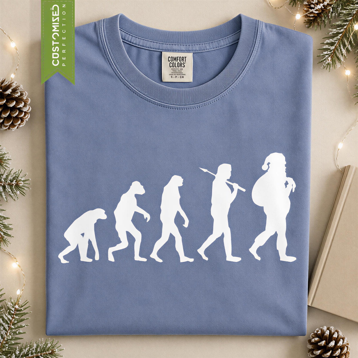 Comfort Colors® Santa Evolution Christmas Shirt, Funny Holiday Tee, Retro Santa Graphic, Festive Christmas Gift